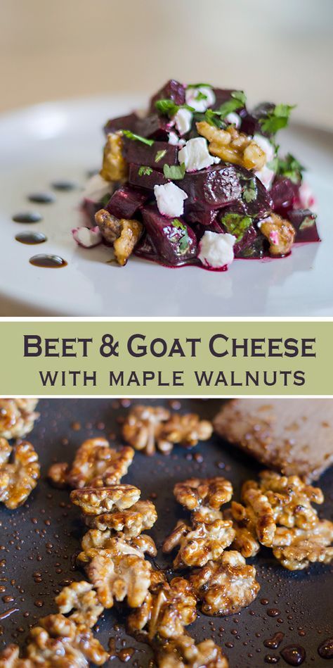 Imbolc Food, Beet And Goat Cheese Salad, Beet Goat Cheese Salad, Beet Goat Cheese, Glazed Walnuts, Beet And Goat Cheese, Beet Salad Recipes, Goat Cheese Recipes, Acrylic Pink