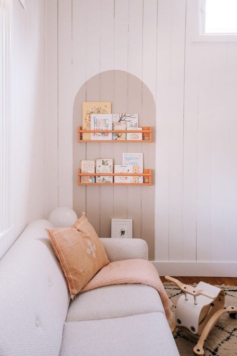 A Pair  A Spare | Five Projects To Keep You Occupied ( Beat The Boredom!) Painted Arch With Floating Shelves, Arch Shelves, Reading Nook Diy, Painted Arch, Ikea Wall Shelves, Half Painted Walls, Easy Painting Projects, Ikea Wall, Choosing Paint Colours