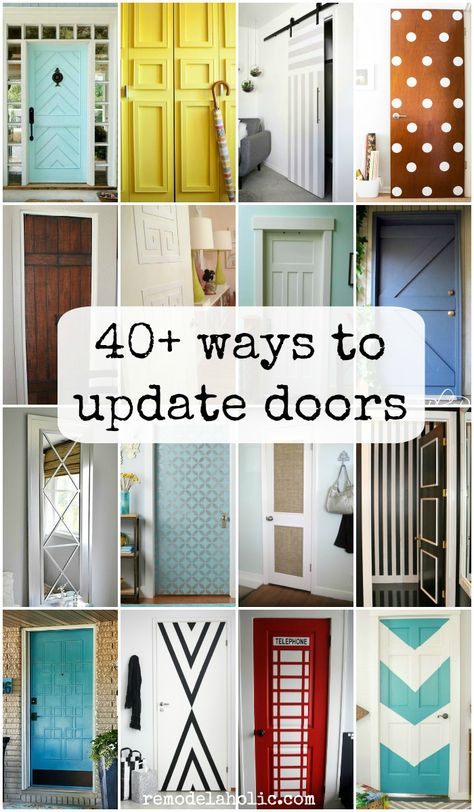 Lots of ways to update flat panel/hollow core, bifold, and outdated doors @Remodelaholic Craftsman Door Casing, Deur Makeover, Update Doors, Bifold Doors Makeover, Craftsman Door, Hollow Core Doors, Door Casing, Diy Makeover, Bedroom Doors