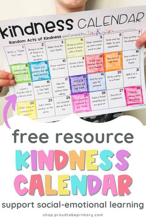 Enter your name and email address to receive my FREE kindness calendar! This is a great tool to encourage kindness in the primary classroom, but could be adapted for upper grades as well! Using this calendar at the beginning of the year would be a great back to school idea, because it would foster social-emotional learning and community building. Upper Primary Classroom, Primary School Lesson Ideas, Primary School Teaching Ideas, Kindness Month School, Primary School Resources, Social Emotional Learning Activities 3rd Grade, Social Emotional Learning 1st Grade, Communities In Schools Ideas, School Community Activities