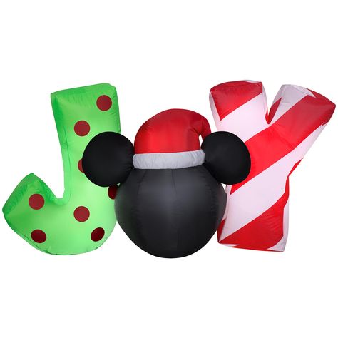 PRICES MAY VARY. 5’ Wide x Over 2 1/2’ Tall x Over 1 ½’ Deep! Includes Low Voltage DC Fan, internal LED Lights, Ropes, and Stakes Indoor/Outdoor Use Disney Christmas Decorations Outdoor, Holiday Inflatables, Joy Sign, Mickey Mouse Head, Inflatable Decorations, Christmas Play, Mouse Christmas, Mickey Mouse Christmas, Christmas Inflatables