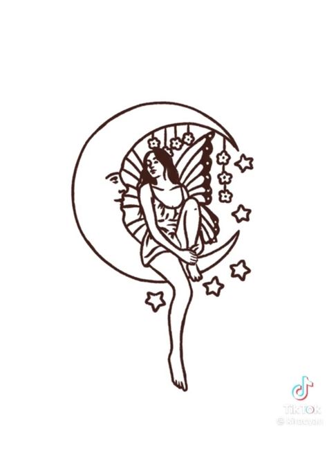 Fairy Moon Tattoo, Moon Tattoo Design, Abstract Tattoo Ideas, Night Tattoo, Fairy Moon, Fairy Tattoo Designs, Moon Tattoo Designs, Flash Tattoo Designs, Raven Tattoo