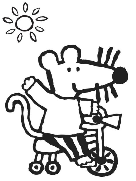 Maisy Riding Tricycle coloring page Nick Jr Coloring Pages, Maisy Mouse, Mouse Illustration, Petite Section, Nick Jr, Pencil Eraser, Cool Office, Story Characters, Cute Coloring Pages