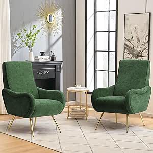 Green Accent Chair, Comfy Reading Chair, Comfy Reading, Accent Chair Set, Chairs For Small Spaces, Small Space Bedroom, Comfortable Lounge, Chair For Living Room, Furniture Feet