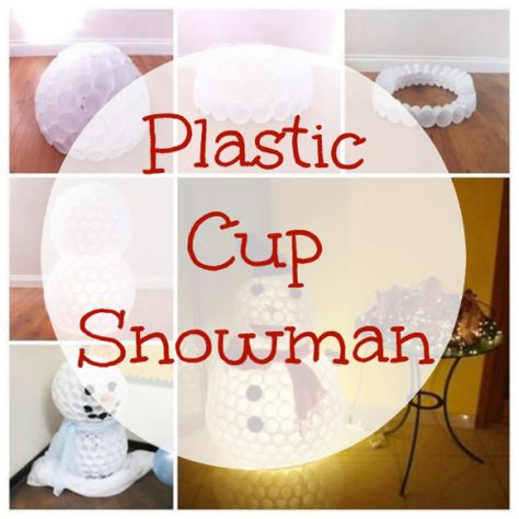 snowman Snowman With Cups, Plastic Cup Snowman, Diy Party Cups, K Cup Crafts, Cup Snowman, Snowman Cups, Plastic Party Cups, Make A Snowman, Diy Snowman