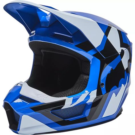 V1 LUX HELMET [BLU] XL | Fox Racing® Dirt Bike Helmets, Dirt Bikes For Kids, Mtb Clothing, Motocross Helmets, Bike Rider, Helmet Accessories, Motorcycle Gear, Bike Helmet, Fox Racing