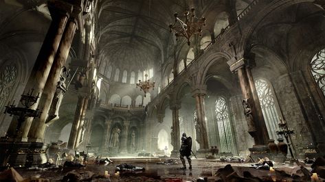 ArtStation - The Cathedral of Anor Londo Dark Souls Art, Rpg Map, 다크 판타지, Fantasy City, Fantasy Places, Scene Design, The Cathedral, Soul Art, Ex Machina