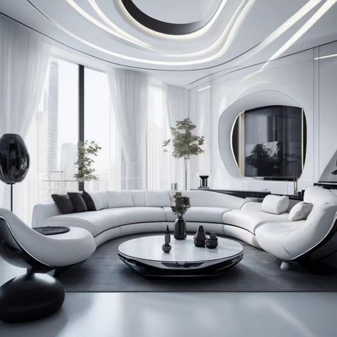 Did you like it ? A futuristic living room blending minimalist elegance with advanced technology. #interiordesign #interiordesignidea #livingroominspiration Futuristic Living Room, Disney House, Disney Home, Do You Like It, Living Room Inspiration, Advanced Technology, Blending, Interior And Exterior, Exterior