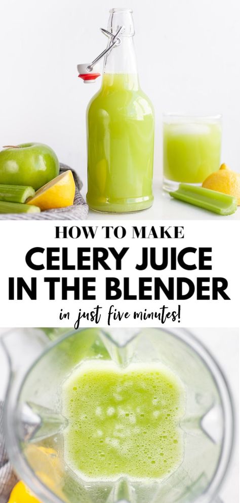 Make this easy, healthy, and simple celery juice recipe in the vitamix or blender (no need for juicers!) to enjoy as the best refreshing beverage, for skin, to detox, for weight loss, or just to get extra nutrients in the mornings, or during the day when you need some hydration! Vitamix Juice, Celery Juice Recipe, Bee Family, Vitamix Recipes, Celery Juice, Creative Kitchen, Healthy Juice Recipes, Juice Recipe, Juice Recipes