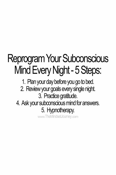 Reprogram Your Subconscious Mind Every Night - 5 Steps - The Mindset Journey Mind Power Quotes, Mind Reset, Fearless Soul, Spiritual Lessons, Subconscious Mind Power, Self Fulfilling Prophecy, Overcoming Challenges, Gratitude Affirmations, Journey Quotes