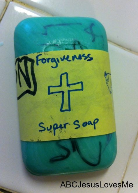 Explain that God's forgiveness, through Jesus, is like super soap that washes… God Forgives Sin Craft, Forgiving Others Craft, Jesus Forgives Craft, Forgiveness Craft, Forgiveness Lesson, Sunday School Object Lessons, God's Forgiveness, Bible Object Lessons, Childrens Sermons