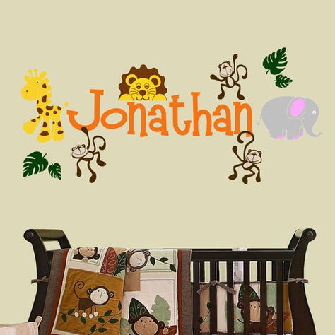 Found it at Wayfair - Personalized Jungle Theme Wall Decal Jungle Wall Decals, Dandelion Wall Decal, Monkey Nursery, Arrow Wall Decal, Vinyl Home Decor, Bible Wall Decals, Large Wall Decals, Family Wall Decals, Inspirational Wall Decals