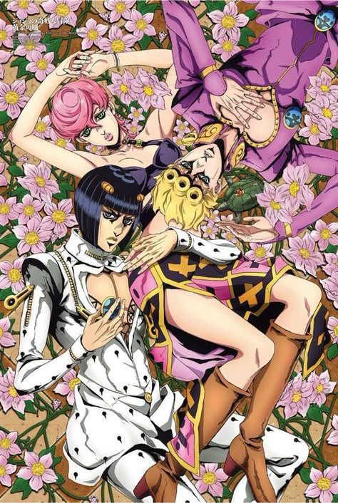 trish, giorno and bucciaratti ~ jjba golden wind Jojo Wiki, Jojo's Bizarre Adventure Characters, Jojo's Adventure, Joseph Joestar, Jojo Parts, Ball Run, Jojo Anime, Poster Artwork, Jojo Bizzare Adventure