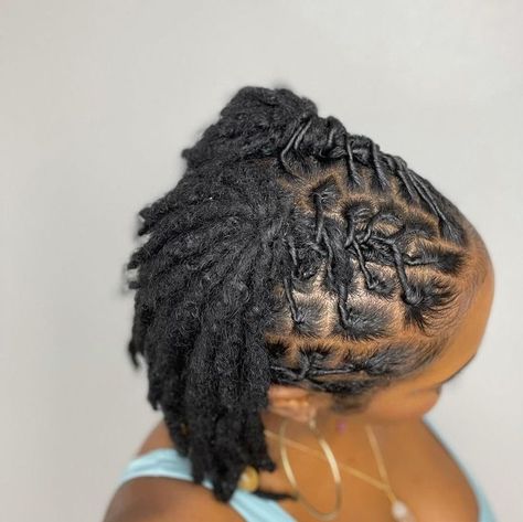 Styles For Short Starter Locs For Women, Locs Short Hairstyles For Women, Short Loc Styles For Women Summer, Retwist And Style On Short Locs, Short Loc Hairstyle Women, Locs Up Do Hairstyles For Women, Loc Styles For Short Locs Black Women, Cute Retwist Styles For Women, Locks Styles For Women Dread Short