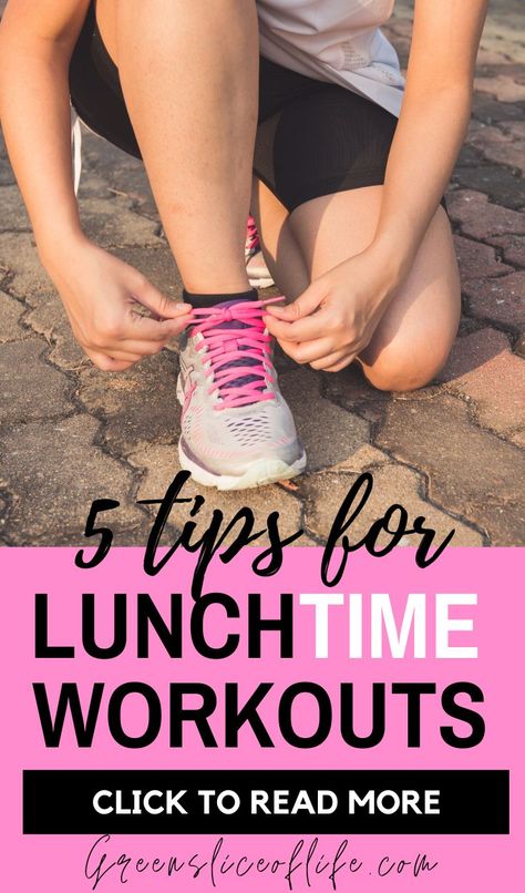 Do you struggle for time to workout? If you are a busy mom struggling to find some time to workout, a lunchtime workout might be a great strategy for you!  It works well for me since I still have enough energy during that time of day. By the time I get home, feed my family, make lunches and clean up the kitchen etc.., I feel very energetic and working out falls lower on my list of things to do.  Read my 5 tips for a successful lunchtime workout. #lunchtime #workout #tips Lunch Hour Workout, Lunchtime Workout, Lunch Break Workout, Lunch Workout, Lunch Time Workout, Benefits Of Working Out, Home Feed, Busy Person, Healthy Living Inspiration