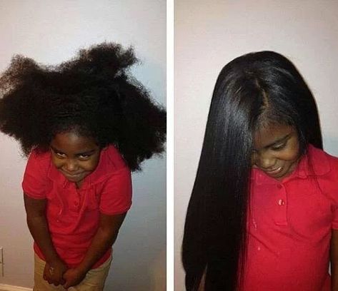 HAIR / STRAIGHTEN / LITTLE GIRL / LONG HAIR / NATURAL HAIR / BEFORE & AFTER / HEALTH HAIR / BLACK GIRL HAIRSTYLE / CHILD / CHOCOLATE HAIR Relaxers For Black Hair, Black Hair Hairstyles, Hair Relaxer, Grow Black Hair, Chocolate Hair, Beautiful Natural Hair, Pelo Afro, Natural Hair Beauty, Natural Hair Inspiration