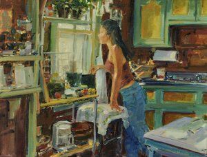 Ken Howard, Installation Street Art, Female Art Painting, Oil Painting Portrait, True Art, Illustration Sketches, Light Painting, Painting Illustration, The Mirror