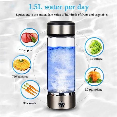 It only takes 3 minutes to quickly electrolyze, change the water quality and accompany you often. In the three-minute micro-electrolysis hydrogen production process, the higher the mineral content in the water, the stronger the electrolysis effect and the higher the hydrogen content. Ionised Water, Hydrogen Production, Water Per Day, Portable Water Filter, Water Generator, Water Ionizer, Hydrogen Water, Filtered Water Bottle, Healthy Water