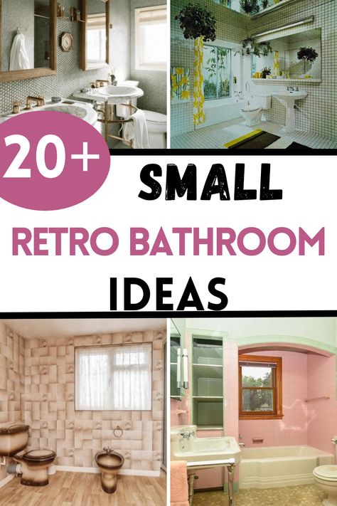 I’m loving these small retro bathroom ideas that bring vintage charm to any space! From bold colors to quirky patterns, these retro ideas transform small bathrooms into fun, nostalgic retreats. 1940’s Bathroom, Small Retro Bathroom, Retro Bathrooms 1950s, 50’s Bathroom, Retro Bathroom Remodel, Vintage Green Bathroom, Retro Bathroom Ideas, Quirky Patterns, Retro Bathroom Decor