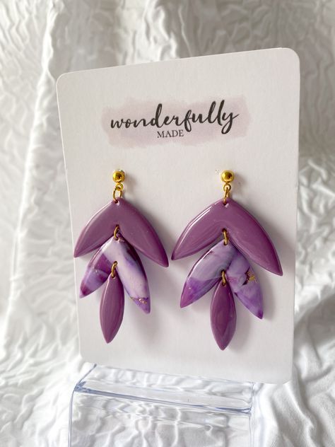 Purple Clay Earrings, Purple Polymer Clay Earrings, Purple Polymer Clay, Clay Accessories, Diy Earrings Polymer Clay, Earrings Polymer, Amethyst Crystals, Polymer Clay Jewelry Diy, Polymer Clay Necklace