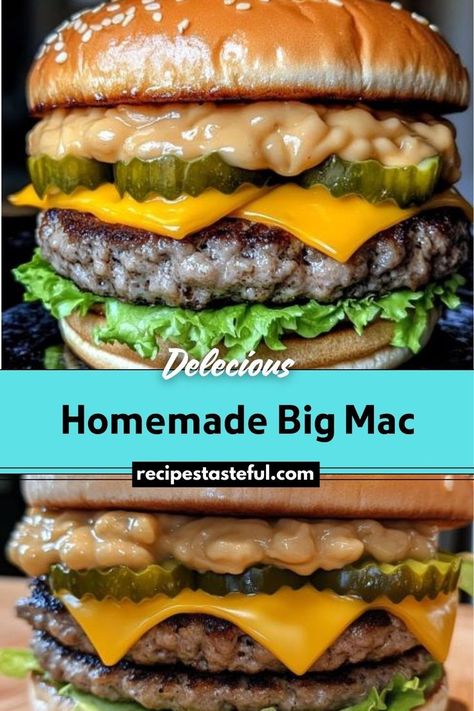 Enjoy a classic fast-food favorite at home with this Homemade Big Mac recipe. Featuring juicy beef patties, a tangy special sauce, and all the traditional fixings, this burger is sure to satisfy your cravings. Big Mac Recipe, Mac Burger, Best Homemade Burgers, Homemade Big Mac, Big Mac Sauce, Traditional Thanksgiving Recipes, Mac Sauce, Beef Patties, Easy Thanksgiving Recipes