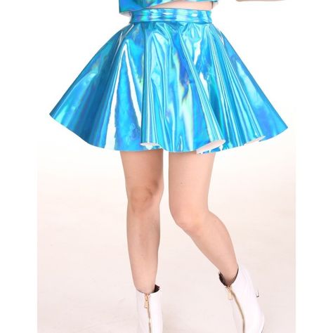 Made To Order Blue Hologram Skater Skirt. ($68) ❤ liked on Polyvore featuring skirts, blue knee length skirt, hologram skater skirt, circle skirts, hologram skirt and blue flared skirt Hologram Skirt, Skirt Pic, Holographic Fashion, Skirt Circle, Bad Fashion, Peplum Tops, Heidi Klum, Cute Skirts, Flared Skirt