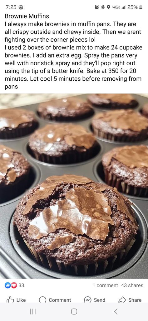 Brownie Pops, Brownie Muffins, Meals Ideas, Brownie Cupcakes, Muffin Pans, Brownie Mix, Bake Sale, Cupcake Muffins, Sweets Treats