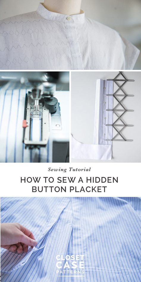 Dressmaking Tutorials, Hidden Button Shirt, Sew On A Button, Unique Sewing Projects, Sewing Machines Best, Sewing Shirts, Sewing Alterations, Machines Fabric, Sewing Courses