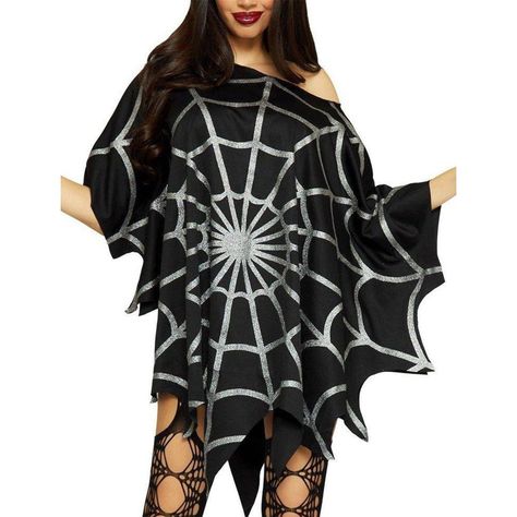 PRICES MAY VARY. Material: Halloween costumes spiderweb poncho for women is made of 80% polyester, 20% cotton. Soft, breathable and comfortable. Fine workmanship, reusable and durable. Spiderweb Poncho: Cobweb print, irregular hem, loose fit, above knee length. One size fits most women and teen girls. The spider web cape is a good choice to spread holiday cheer. Design: Spider web poncho cloak for women, playful and elegant style, spider woman costume makes you turn into the cutest mortal in the Apider Dress, Poncho Costume, Spider Web Costume, Costumes For Couples, Costume For Women, Poncho Tops, Capes For Women, Leg Avenue, Poncho Cape