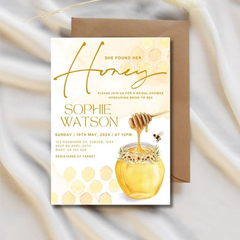 She Found Her Honey Bridal Shower Invitation Template, Edit in Canva, Editable Honey Bee Invitation, Bachelorette, DIY Bridal Templates - Etsy She Found Her Honey Bridal Shower Theme, She Found Her Honey, Bachelorette Diy, Bee Invitations, Sunflower Bridal Shower, Bridal Shower Invitations Templates, Diy Bridal, Floral Bridal Shower, Bridal Shower Theme