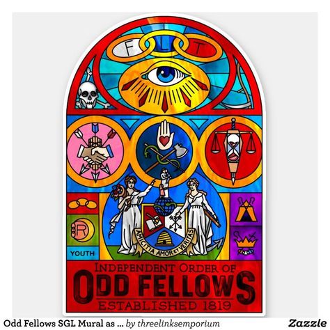 Odd Fellows SGL Mural as Stained Glass Sticker - Business Bumper Stickers & Magnets. Odd Fellow, Grand Lodge, Odd Fellows, Winston Salem, Car Magnets, Make Your Own Poster, Corner Designs, Custom Posters, Office Building