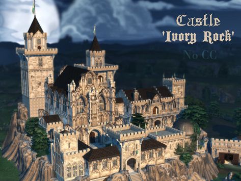 The Sims Resource - Castle 'Ivory Rock' Castles Sims 4, Sims 4 Castle Download, Castle Floor Plans Victorian, Fantasy Castle Layout, Sims 4 Medieval Castle, Sims4 Castle, Sims 4 Cc Castle, Sims 4 Castle Build, Sims 4 Estate