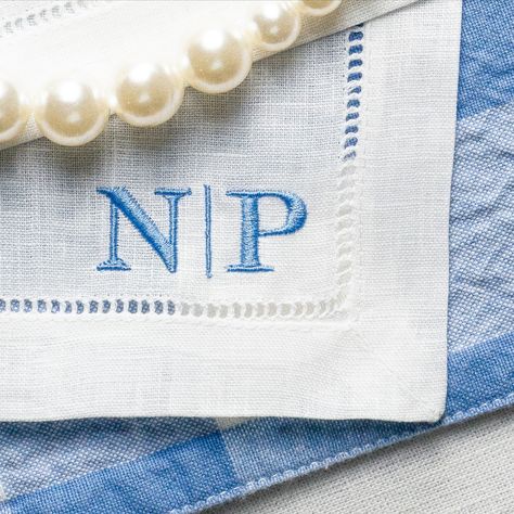 Monogrammed Cloth Cocktail Napkins blue embroidery on white hemstitch napkin Embroidered Cocktail Napkins, Monogram Cocktail Napkins, Memorable Wedding Gifts, Cocktail Napkins Wedding, Wedding Cocktail Napkins, Diamond Monogram, Monogrammed Linens, Napkins Wedding, Linen Cocktail Napkins