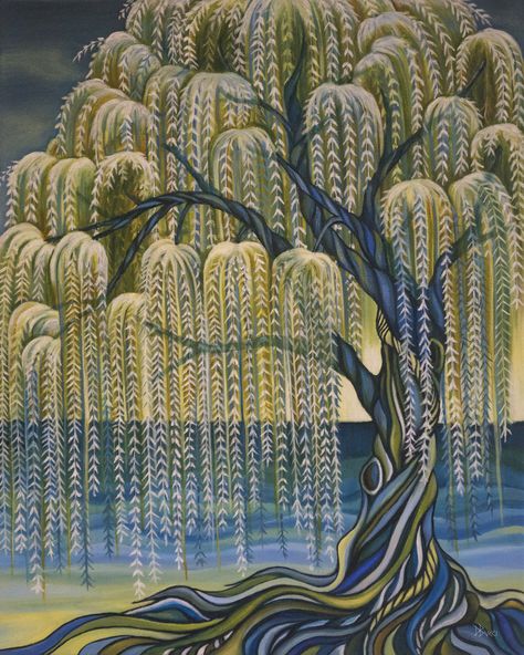 Willow Tree Art, Willow Tree Tattoos, Weeping Willow Tree, Tree Mural, Weeping Willow, Oil Painting For Sale, Tree Wallpaper, Tree Illustration, Watercolor Trees