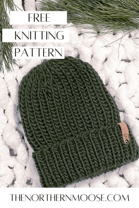 Ribbed Beanie Knitting Pattern - Northern Moose Mens Hat Knitting Pattern, Mens Knit Beanie, Beanie Pattern Free, Easy Knit Hat, Beanie Knitting Pattern, Beanie Knitting Patterns Free, Knit Beanie Pattern, Beanie Knitting, Ribbed Hat