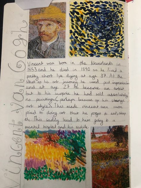 Gcse Sketchbook, Artist Research, Gcse Art Sketchbook, Year 9, Art Diary, Gcse Art, A Level Art, Weird Art, Vincent Van Gogh