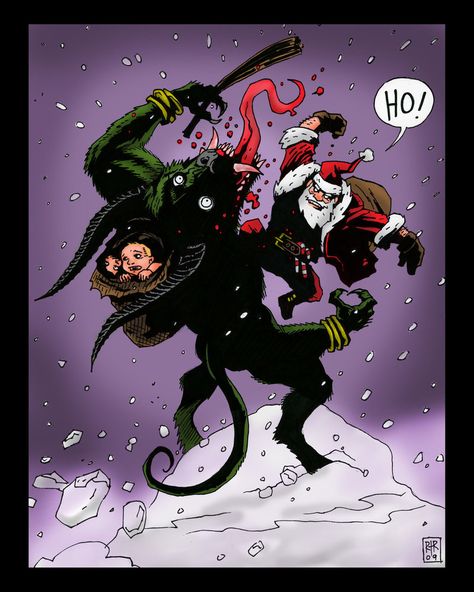 Santa vs. Krampus by RtRadke on DeviantArt Krampus Art, Santa Claus Story, Get Published, Fantasy Demon, Bad Santa, Comic Games, Christmas Invitations, Holiday Movie, This Guy