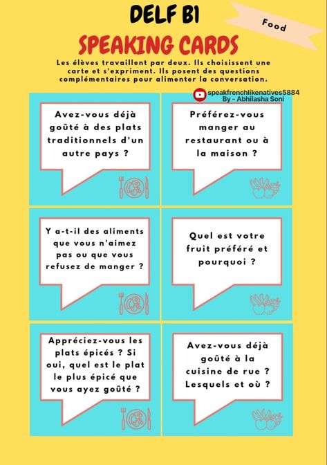 Advanced French, Useful French Phrases, Speaking Activity, French Conversation, Speaking Practice, French Worksheets, French Language Lessons, Speaking Activities, French Phrases