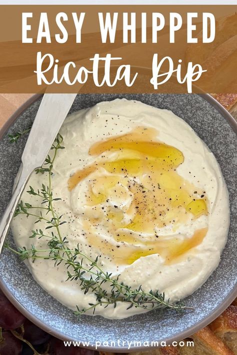 Whipped Ricotta Dip Honey Ricotta Dip, Ricotta Dip With Honey, Ricotta Dip Recipes, Whipped Ricotta Dip, Whipped Ricotta Recipe, Bread Bowl Dip, Ricotta Dip, Recipe With Garlic, Whipped Ricotta