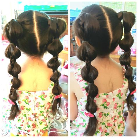 Bubble Pig Tails, Pig Tail Hairstyles, Hairstyle Pigtails, Gigi Hair, Deer Halloween Makeup, Deer Halloween, Braided Pigtails, High Pigtails, Toddler Braids