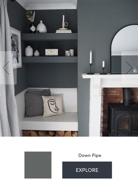 Alcove Seating, Alcove Ideas Living Room, Log Burner Living Room, Living Room Nook, Lounge Room Styling, Farrow & Ball, Snug Room, Victorian Living Room, No 26