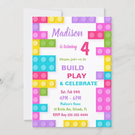 Lego Party Invitations, Lego Invitation, Adult Lego, Lego Invitations, Lego Party, Invitation Sizes, Printed Invitations, Invitation Design, Party Planning