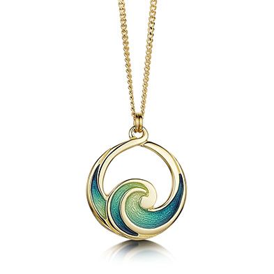 Pentland - Pendant - Sheila Fleet Jewellery Metal Clay Art, Gold Enamel Jewelry, Wave Jewelry, Sea Necklace, Ocean Inspired Jewelry, Ocean Necklace, Sea Jewelry, Wave Necklace, Nature Necklace