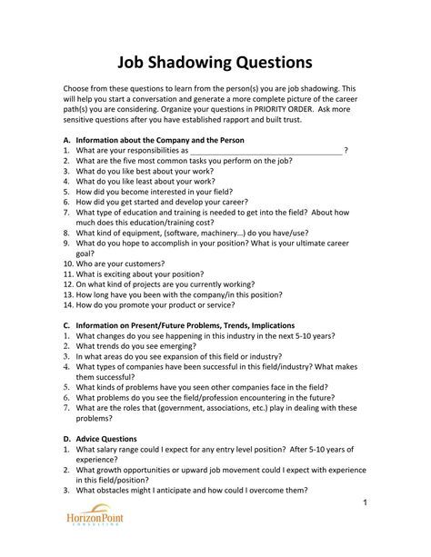 This questionnaire helps students or job seekers learn more about jobs they may be considering by asking these questions of someone in the field. Job Shadowing Questions, Famous Sunglasses, Job Shadowing, Job Interview Prep, Job Interview Preparation, Job Interview Advice, Interview Advice, Job Advice, Job Info