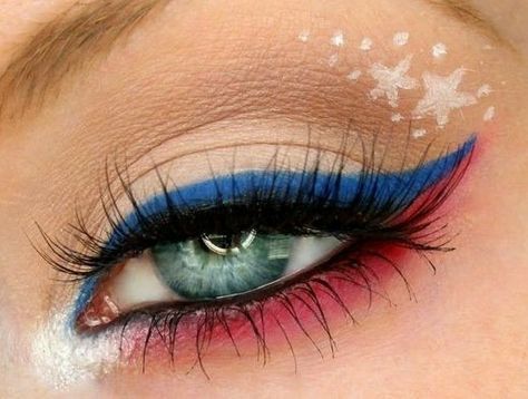 Red White And Blue Makeup, White And Blue Makeup, Nails Red White And Blue, Trendy Nails Red, July Makeup, 4th Of July Makeup, Holiday Makeup Looks, Makeup Eye Looks, Nails Red