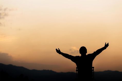 Silhouette of a man lift hands up and prayer and worship God at sunset. concept of religion. Lifted Hands Worship, Silhouette Of A Man, Worship Backgrounds, Worship Art, Worship God, Love You More Than, Love You More, Worship, A Man