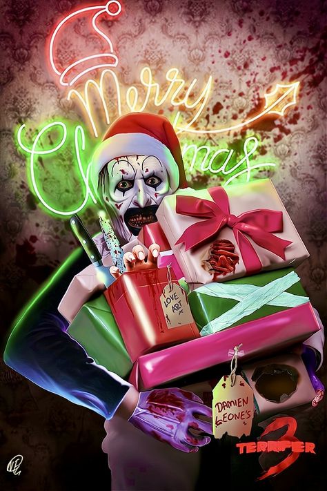 Christmas Clown, Clown Names, Terrifier 3, Art The Clown, Joker Artwork, Work Pictures, Creepy Christmas, Horror Movie Art, Holiday Wallpaper