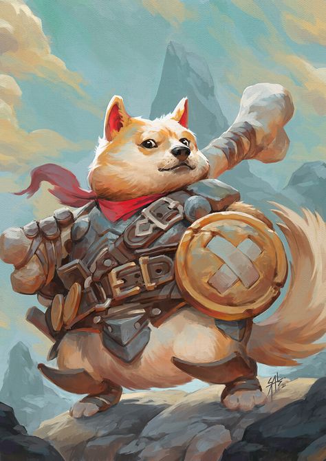 Doge Coin, Doge Meme, Dungeons And Dragons Characters, Dnd Art, Arte Fantasy, Creature Concept, Dnd Characters, Fantasy Artwork, Anthropology