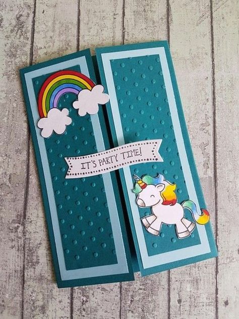 DIY Beautiful Handmade tri-fold card design with hot air balloon for boy/Popup birthdaycard design Rainbow Cards, Embossed Background, Unicorn Birthday Cards, Unicorn Card, Gatefold Cards, Creative Invitations, Rainbow Card, Butterfly Images, Party Invitations Kids