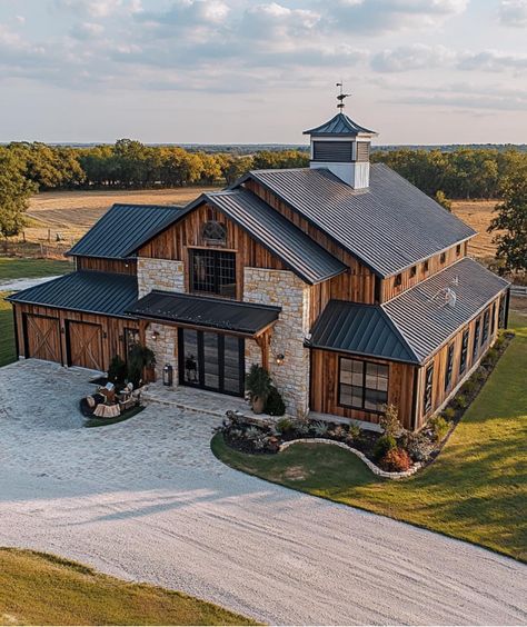 Coffee On The Porch, Barndominium Interior, Morning Swim, Barn House Design, Barn Style House Plans, Casa Country, Dream Life House, Farmhouse Style House Plans, Casa Exterior